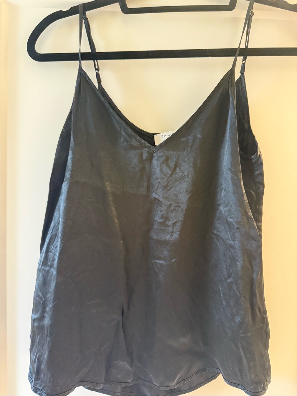 Babaton Black Satin V-Neck Cami
